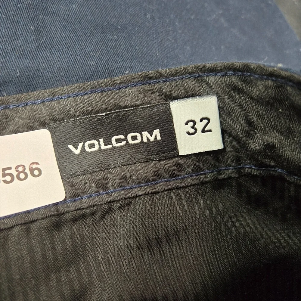 Volcom Men Pants 32 Blue Chino Straight Pockets Mid Rise Polyester‎ 30 in Inseam